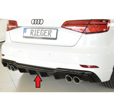 Faldón trasero Rieger para Audi A3 8V de 3 y 5 puertas (Sportback). Fox exhaust