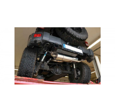 FOX Escape trasero salida cruzada derecha / izquierda - 1x100 tipo 25 negro brillante Jeep Wrangler III - JK Año:Desde 2007