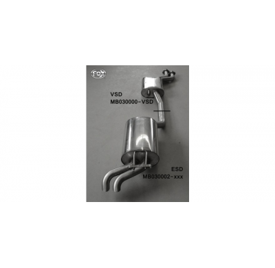 Escape FOX Mercedes E-Class W124 notchback escape final &#216;70mm - 2x55 28 (dieseloptic - visible from the back)