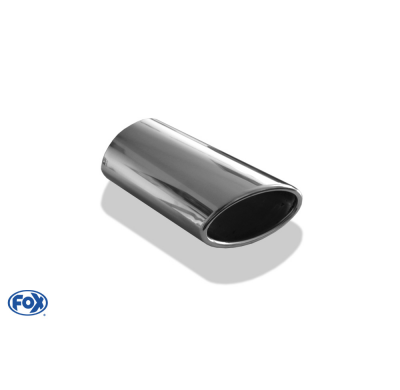 Cola de escape para soldar 38 - left 106x71 mm / lenght: 300 mm - oval slant to the left side / laterally rolled / without absor