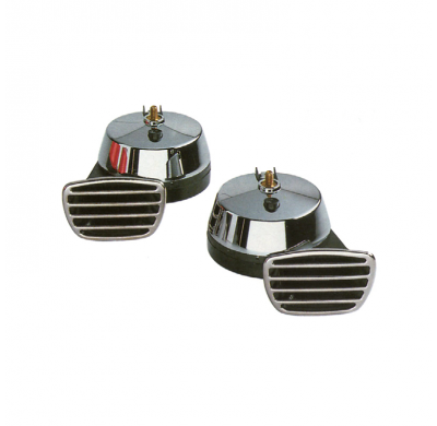 Juego bocina caracol 2 sonidos 12v. Tapa crom./rejilla cromada Fisa