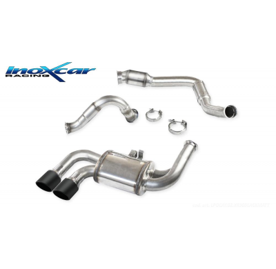 Tubo de sustitución del catalizador con catalizador metalico + Tubo intermedio + Escape trasero CEN 2X90 X-RACE Black Edition PO