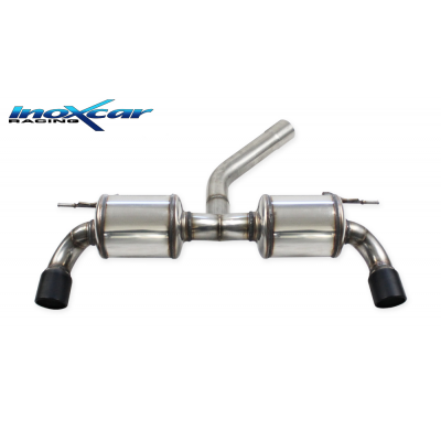 Escape trasero con dos silenciadores DUPLEX 1X90 X-RACE BLACK MATT BMW F21 serie 1 120i 2.0T (184cv) 2016-- Ø70 Inoxcar SIN HOMO