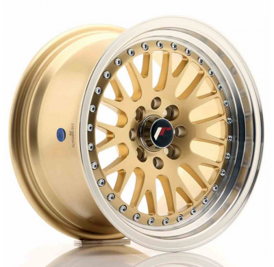LLANTA JR Wheels JR10 15x8 ET20 4x100/108 Gold w/Machined Lip JAPAN RACING