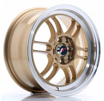 LLANTA JR Wheels JR7 15x7 ET38 4x100/114 Gold w/Machined Lip JAPAN RACING