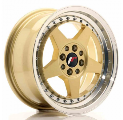LLANTA JR Wheels JR6 15x7 ET35 4x100/114 Gold w/Machined Lip JAPAN RACING