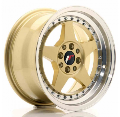LLANTA JR Wheels JR6 16x8 ET25 4x100/108 Gold w/Machined Lip JAPAN RACING
