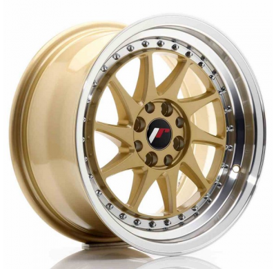 LLANTA JR Wheels JR26 16x8 ET25 4x100/108 Gold w/Machined Lip JAPAN RACING