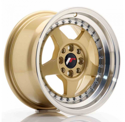 LLANTA JR Wheels JR6 15x8 ET25 4x100/108 Gold w/Machined Lip JAPAN RACING