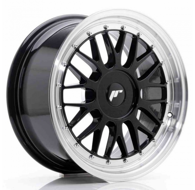 LLANTA JR Wheels JR23 17x8 ET40-45 BLANK Gloss Black w/Machined Lip JAPAN RACING