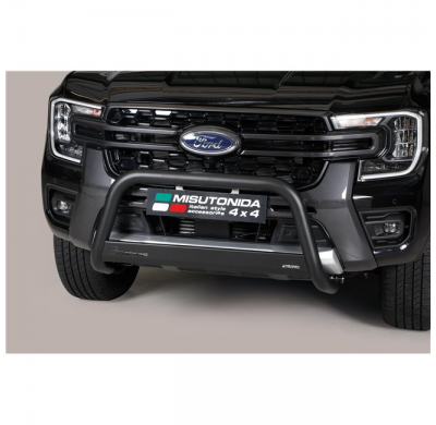 Defensa delantera Homologada CE en Acero Inoxidable FORD Ranger 2023 > D.C. Ø 63 Acero Inox con Recubrimiento en polvo negro MIS