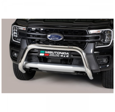 Defensa delantera super Aprobada CE en Acero Inoxidable FORD Ranger 2023 > D.C. Ø 76 Acero Inox MISUTONIDA 4X4
