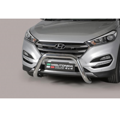 Defensa Delantera Acero Inox Hyundai Tucson 15- - Diametro 76mm - Homologacion Ce