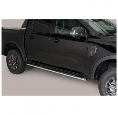 Estriberas laterales ovaladas Grand Pedana Oval en acero inoxidable con peldaños de plástico FORD Ranger 2023 > D.C. oval Acero
