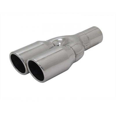 Salida Escape Novus Typ:2 X 76mm Sr-Design Y-Endrohr /  350mm / 58mm Anschluss / Eingerollte Variante