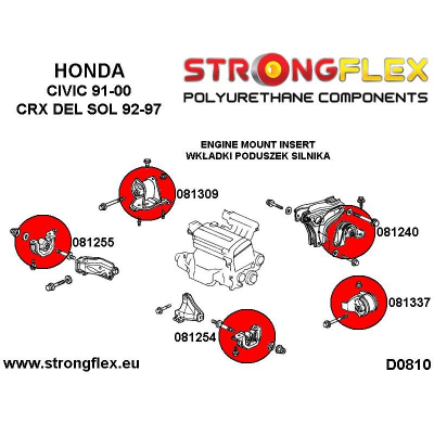 SILENTBLOCK Honda Integra Dc2 Type R 97-01 INSERCIONES DE MONTAJE TRASERO STRONGFLEX ENGINE SPORT