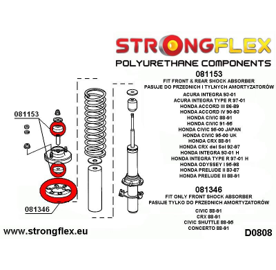 SILENTBLOCK Honda Prelude Iii 88-91 STRONGFLEX KIT DE MONTAJE DE AMORTIGUADOR SPORT 8PCS.