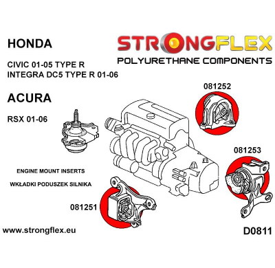 SILENTBLOCK Honda Integra Dc5 01-06 INSERCIONES DE MONTAJE DELANTERO STRONGFLEX ENGINE SPORT