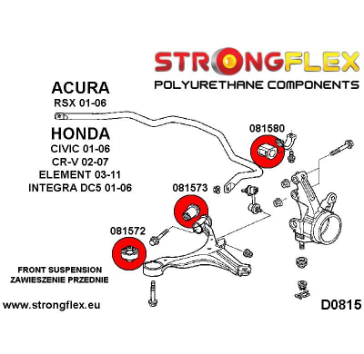 SILENTBLOCK Honda Integra Dc5 01-06 KIT DE BUJE DELANTERO DE HORQUILLA DELANTERA STRONGFLEX 2 Unidades