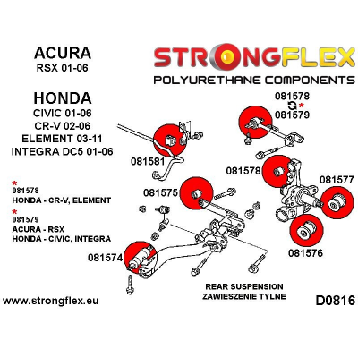 SILENTBLOCK Honda Integra Dc5 01-06 KIT DE CASQUILLO BARRA ESTABILIZADORA TRASERA STRONGFLEX SPORT 2 Unidades