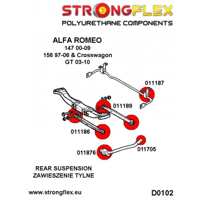 SILENTBLOCK Alfa Romeo Gt (03-10) Todos modelos KIT DE BUJES DE BRAZO DELANTERO DE SUSPENSIÓN TRASERA STRONGFLEX 4 Unidades