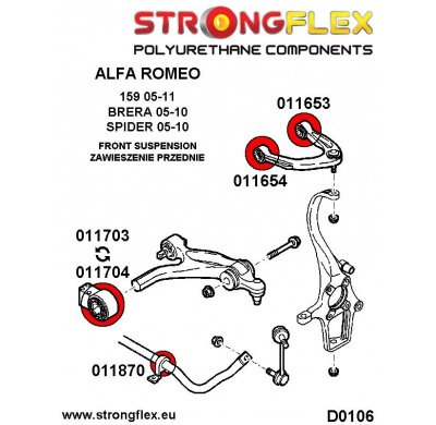 SILENTBLOCK Alfa Romeo Spider Spider (05-10) KIT DE CASQUILLOS DE BARRA ESTABILIZADORA DELANTERA STRONGFLEX 2 Unidades