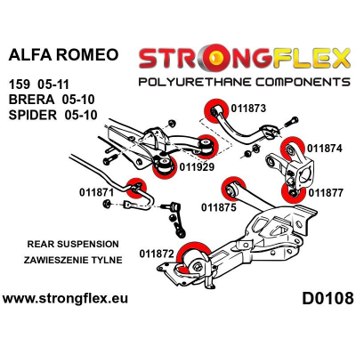 SILENTBLOCK Alfa Romeo Spider Spider (05-10) BRAZO DE ARRASTRE TRASERO STRONGFLEX - KIT DE CASQUILLO DELANTERO SPORT 2 Unidades