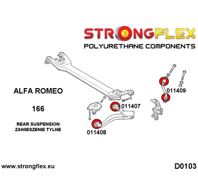 SILENTBLOCK Alfa Romeo 166 (99-07) Todos modelos KIT DE BUJE TRASERO DE HORQUILLA TRASERA STRONGFLEX SPORT 2 Unidades