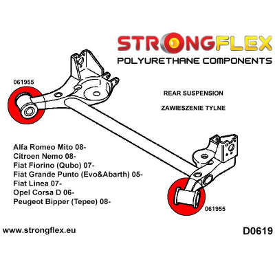 SILENTBLOCK Peugeot Bipper (Tepee) 08- Todos modelos CASQUILLO DE VIGA TRASERA STRONGFLEX SPORT KIT 2 Unidades