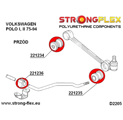 SILENTBLOCK Volkswagen Polo Polo I Ii 75-94 CASQUILLO INTERIOR DE HORQUILLA DELANTERA STRONGFLEX SPORT KIT 2 Unidades