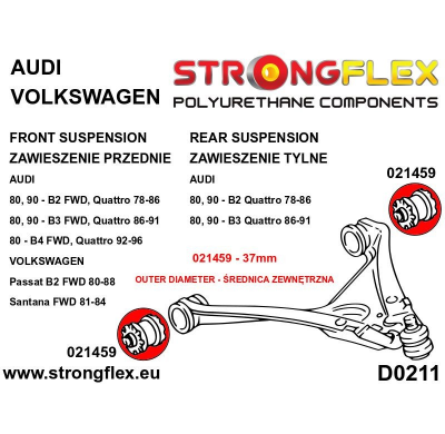 SILENTBLOCK Volkswagen Santana Todos modelos STRONGFLEX CASQUILLO DE HORQUILLA DELANTERA SPORT / CASQUILLO DE HORQUILLA TRASERO