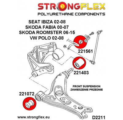 SILENTBLOCK Volkswagen Up! 11- Todos modelos KIT DE CASQUILLOS DE BARRA ESTABILIZADORA DELANTERA STRONGFLEX 2 Unidades