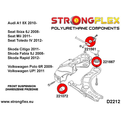 SILENTBLOCK Volkswagen Up! 11- Todos modelos KIT DE CASQUILLO DE SUSPENSIÓN DELANTERA STRONGFLEX