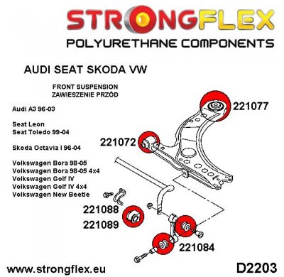 SILENTBLOCK Volkswagen Vento Todos modelos KIT DE BUJE TRASERO DE HORQUILLA DELANTERA STRONGFLEX SPORT 2 Unidades