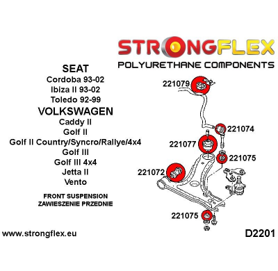 SILENTBLOCK Volkswagen Vento Todos modelos KIT DE BUJE TRASERO DE HORQUILLA DELANTERA STRONGFLEX 2 Unidades