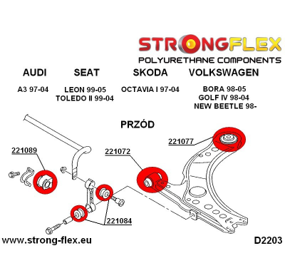 SILENTBLOCK Volkswagen Golf Golf Iv 4X4 CASQUILLO DE ENLACE DE BARRA ESTABILIZADORA STRONGFLEX SPORT KIT 4 Unidades