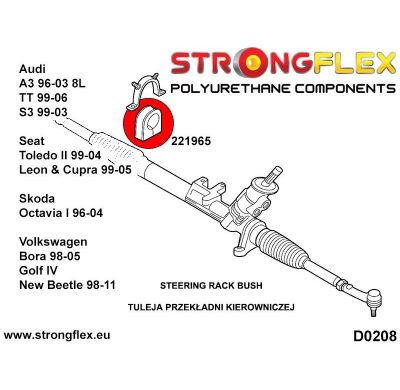 SILENTBLOCK Volkswagen New Beetle Todos modelos CASQUILLO DE MONTAJE DE CREMALLERA DE DIRECCIÓN FLEXIBLE FUERTE SPORT