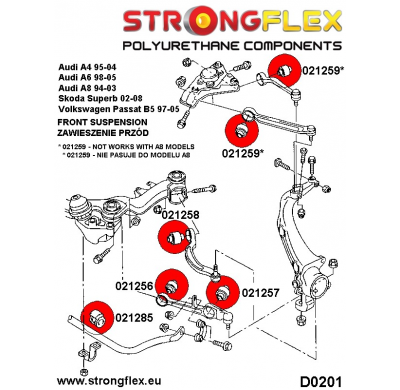 SILENTBLOCK Volkswagen Passat Passat B5 96-05 Fwd CASQUILLO EXTERIOR DE HORQUILLA INFERIOR STRONGFLEX FRONT 49MM SPORT KIT 2 Uni