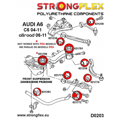 SILENTBLOCK Volkswagen Passat Passat B5 96-05 Fwd KIT DE BUJE DE HORQUILLA SUPERIOR DELANTERA STRONGFLEX SPORT 4 Unidades