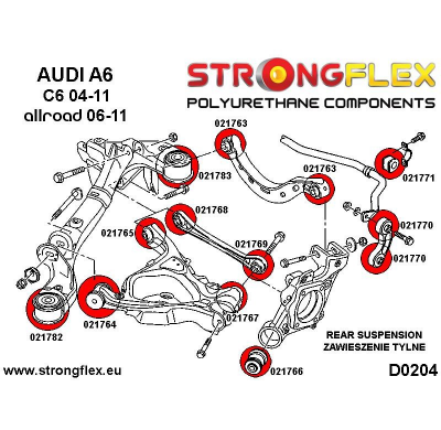 SILENTBLOCK Audi A6 C6 04-11 Quattro & Allroad KIT DE CASQUILLOS DE SUBCHASIS TRASERO STRONGFLEX SPORT