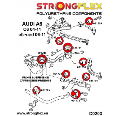 SILENTBLOCK Audi A6 C6 04-11 Quattro & Allroad SUBCHASIS DELANTERO STRONGFLEX - KIT DE CASQUILLOS DELANTEROS SPORT 2 Unidades