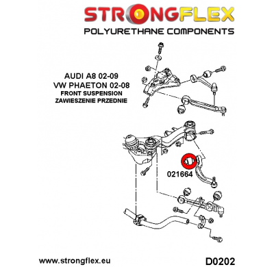 SILENTBLOCK Volkswagen Phaeton 02-08 Todos modelos STRONGFLEX KIT DE BUJE TRASERO DE BARRA DE SUJECIÓN DELANTERA 2 Unidades