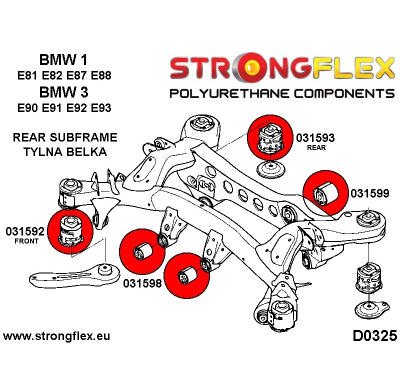 SILENTBLOCK Bmw X Series X1 E84 09-15 KIT DE CASQUILLOS DE MONTAJE DELANTERO STRONGFLEX REAR DIFF 2 Unidades