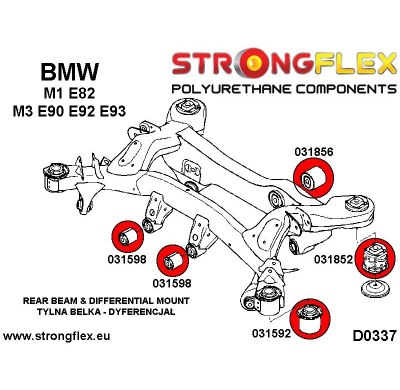 SILENTBLOCK Bmw 3 Series M3 E90/E92/E93 SUBCHASIS TRASERO STRONGFLEX - CASQUILLO TRASERO SPORT KIT 2 Unidades