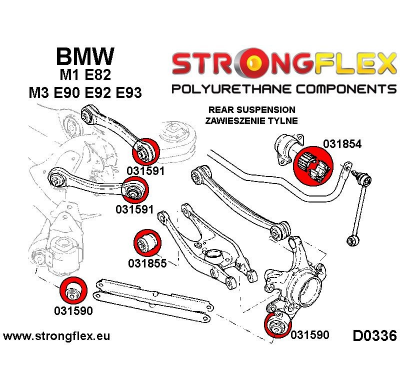 SILENTBLOCK Bmw 3 Series M3 E90/E92/E93 STRONGFLEX BRAZO LATERAL INFERIOR TRASERO A CASQUILLO DE CHASIS KIT SPORT 2 Unidades