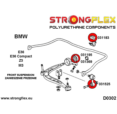 SILENTBLOCK Bmw Z Series Z3 94-02 CASQUILLO DE ENLACE DE BARRA ESTABILIZADORA DELANTERA STRONGFLEX SPORT KIT 2 Unidades