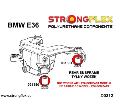 SILENTBLOCK Bmw E36 M3 (92-99) Todos modelos VIGA TRASERA STRONGFLEX - KIT DE CASQUILLO DE MONTAJE DELANTERO SPORT 2 Unidades