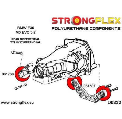 SILENTBLOCK Bmw 3 Series E36 M3 (92-99) KIT DE CASQUILLOS DE MONTAJE TRASERO DE DIFERENCIAL TRASERO STRONGFLEX 2 Unidades