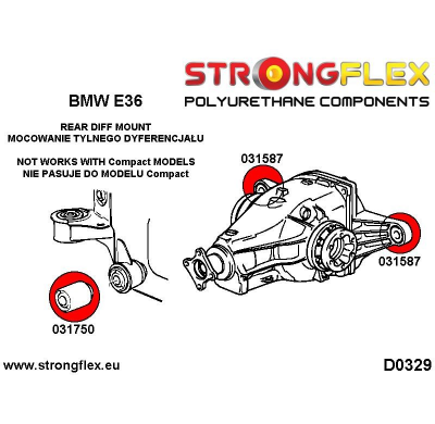 SILENTBLOCK Bmw 3 Series E36 M3 (92-99) CASQUILLO DE MONTAJE DELANTERO DEL DIFERENCIAL TRASERO STRONGFLEX SPORT