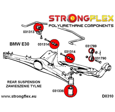 SILENTBLOCK Bmw E30 82-91 Todos modelos BARBUSH ANTIVUELCO TRASERO STRONGFLEX SPORT KIT 2 Unidades